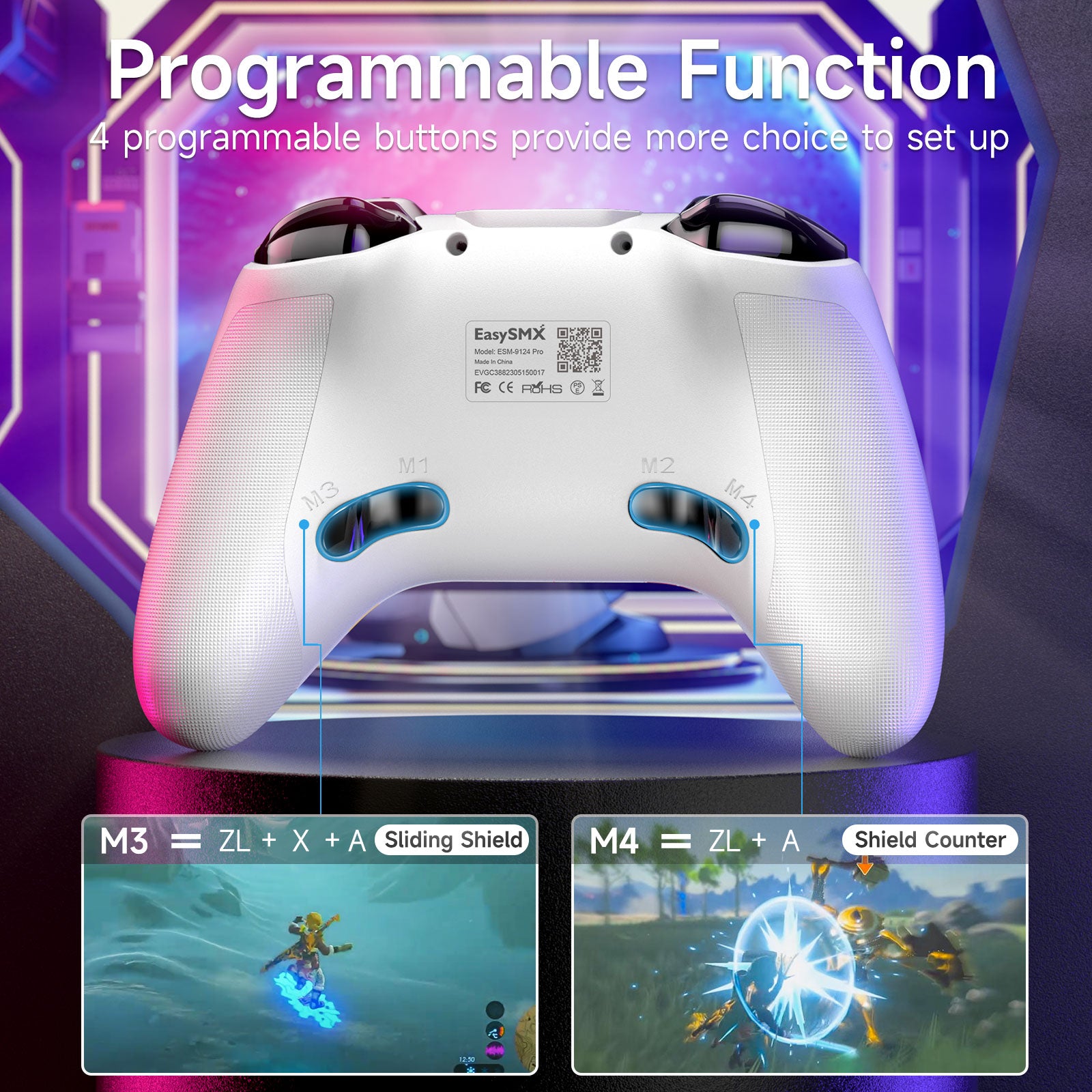 EASYSMX ESM-9124 Pro Wireless Gaming Controller Hall Effect Gamepad for Nintendo Switch / PC Windows EASYSMX ESM-9124 Pro Wireless Gaming Controller Hall Effect Gamepad for Nintendo Switch / PC Windows